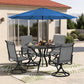 SUNCROWN 6-Piece Outdoor Dining Set, All Weather Patio Furniture Sets with 4 Dark Gray Swivel Textilene Mesh Chairs & Round Metal Table & 1 Dark Blue 9Ft Umbrella for Deck Garden Backyard Poolside