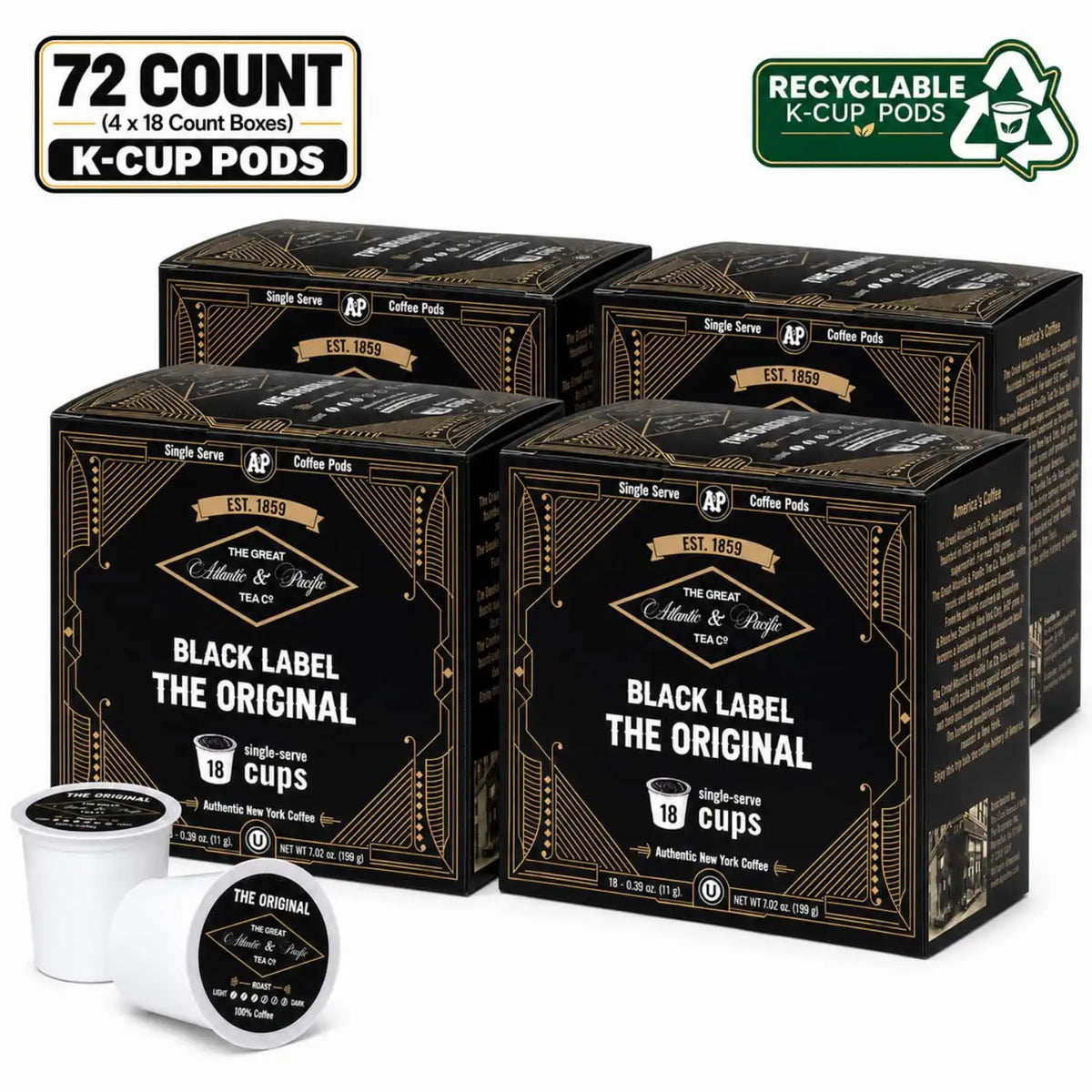 A&P Original Medium Roast Coffee Pods, 100% Arabica, 72 Count