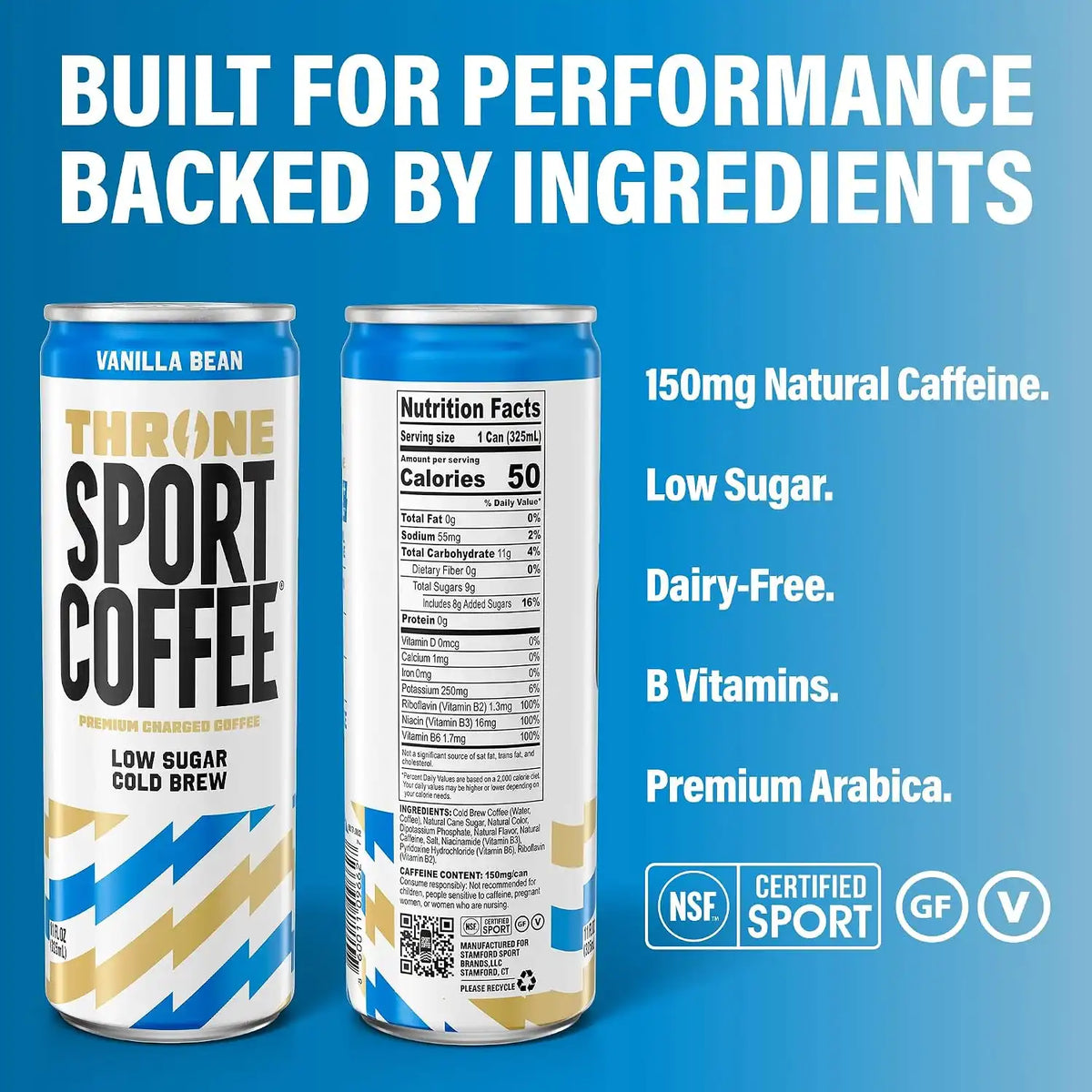Throne Sport Coffee Cold Brew, Low Sugar, Dairy Free, 4 Flavors, 6Pk