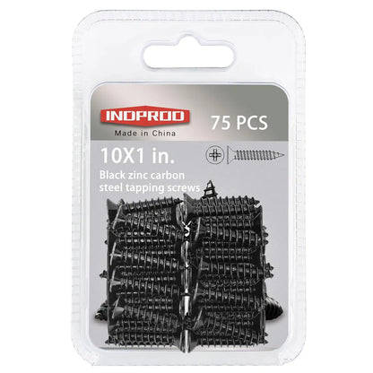#10 X 1 Black Screw,Flat Head Phillips Wood Screw, Electroplating Black Carbon Steel, #10 X 1-Inch, 75Pcs