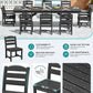 SERWALL 9Pcs HDPE Outdoor Dining Set w/6 Armless, 2 Armchairs for 8,Black