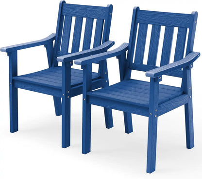 YEFU Outdoor Patio Chairs Set of 2, Weather Resistant HIPS, Blue