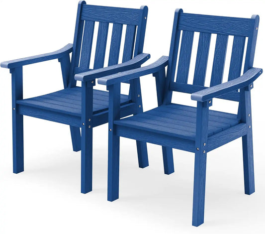 YEFU Outdoor Patio Chairs Set of 2, Weather Resistant HIPS, Blue