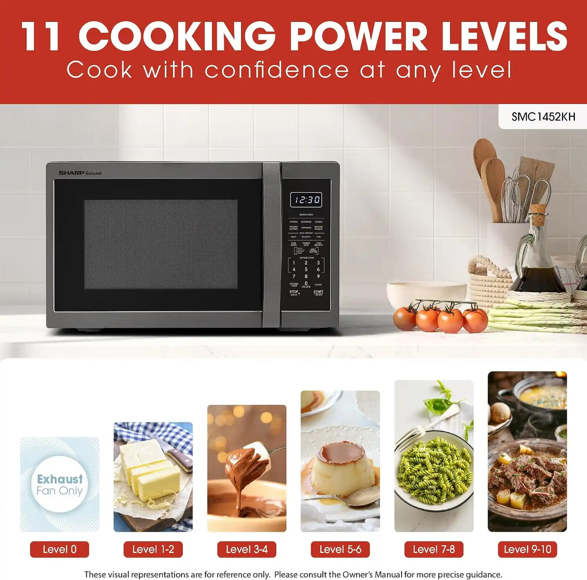Sharp SMC1452KH 1.4 cu. ft. Black Stainless Steel Countertop Microwave Oven