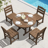 SERWALL 5-Piece Patio Dining Set, 45" Table & 4 Armless Chairs, Brown