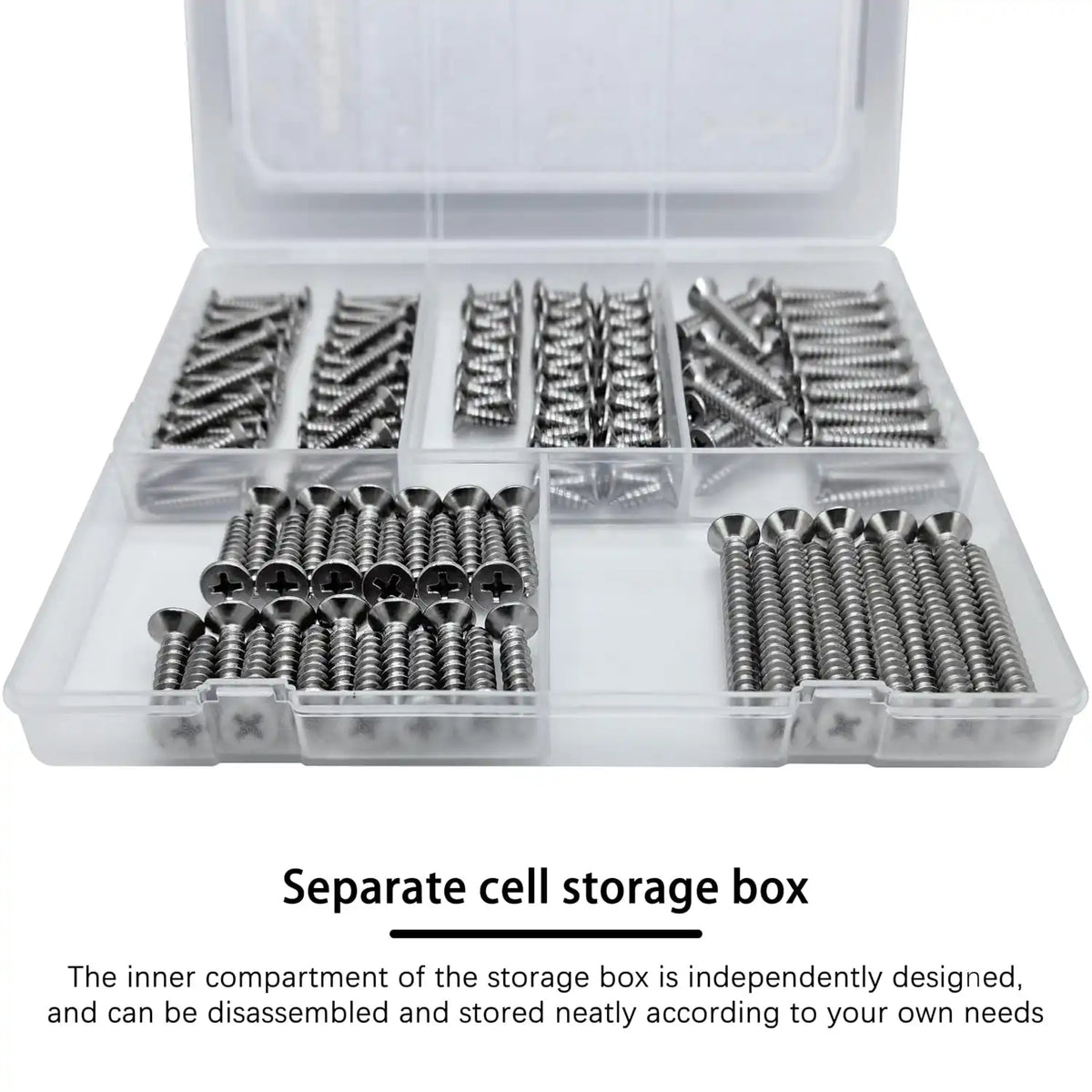 INDPRDO 175Pcs Stainless Steel Wood Screws Assortment Kit, #4#8#10 Phillips Flat Head Sheet Metal Screws Set, Self Tapping Screws for Metal, Small Screws,5 Sizes(3/4", 1/2", 1", 3/4", 1-1/2")