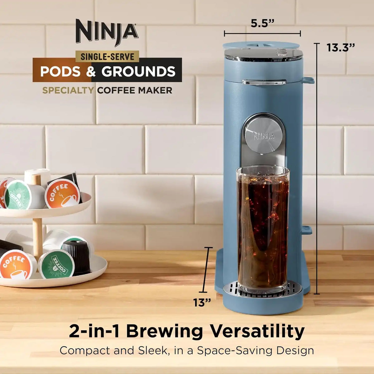 Ninja Single Serve Coffee Maker - Combo Machine, K-Cup Pods and Grounds