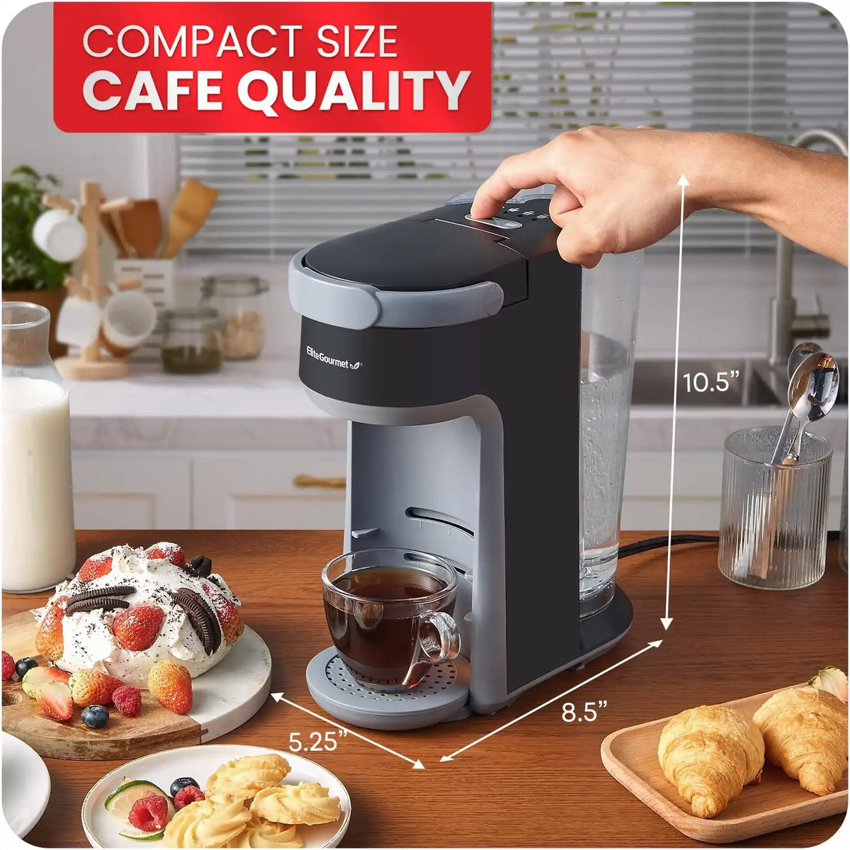 Elite Gourmet EHC323 2-in-1 Capsule Coffee Maker, K-Cup & Grounds, Black