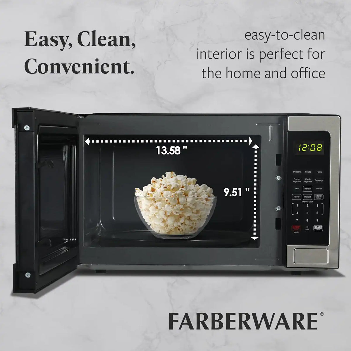 Farberware Stainless Steel Microwave Oven 1.1 Cu. Ft. 1000 Watts Countertop