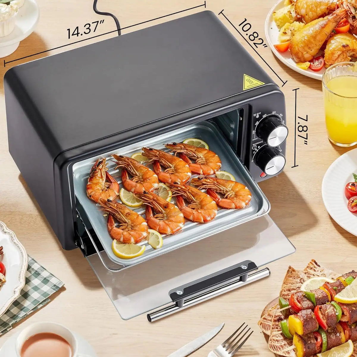 Elite Gourmet ETO449 Toaster Oven, 9.5Qt/4-Slice, 800W Quartz, Black