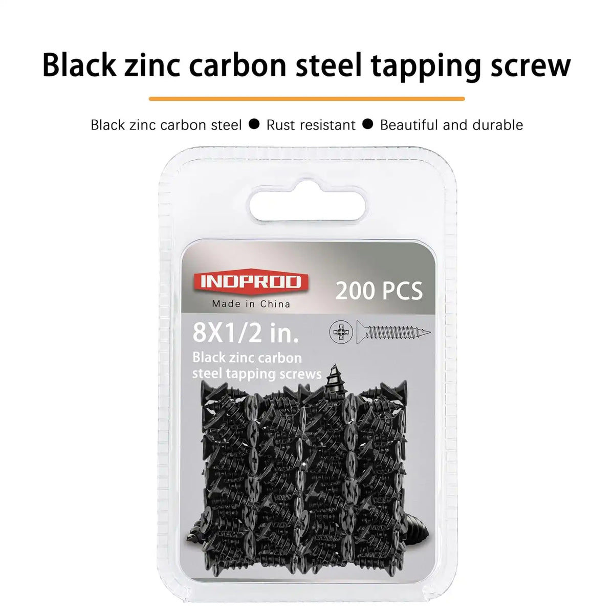 #8 X 1/2" Black Screw,Flat Head Phillips Wood Screw, Electroplating Black Carbon Steel, #8 X 1/2-Inch, 200Pcs
