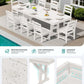 SERWALL 9Pcs 84" HDPE Outdoor Dining Set for 8 with Armless Chairs,White