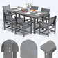 SERWALL 5 Pcs HDPE Patio Dining Set, HDPE Dining Set for 4, Gray