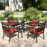 PHI VILLA Patio Dining Set, 37" Square Metal Table