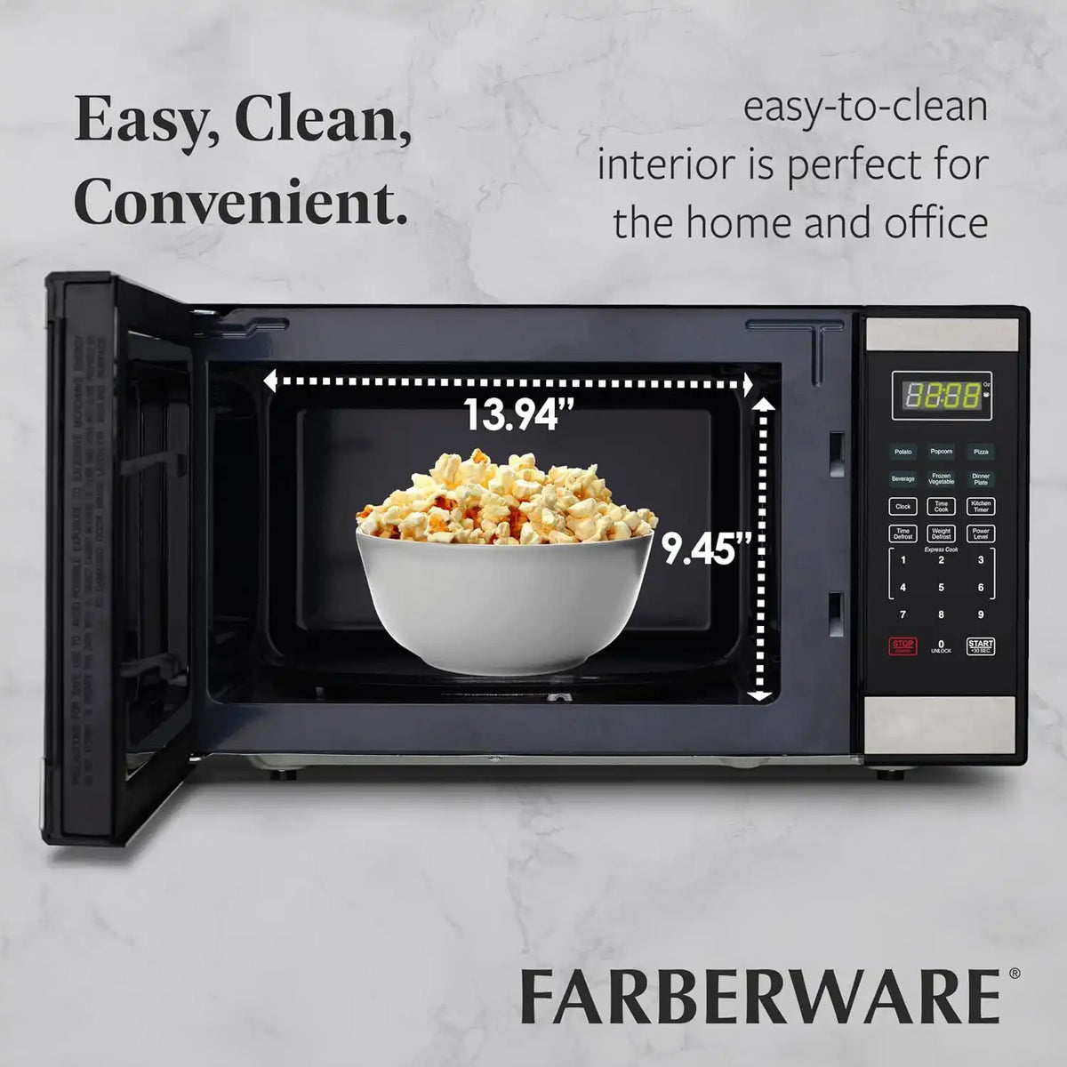 Farberware Stainless Steel Microwave Oven 1.3 Cu. Ft. 1000 Watts Countertop