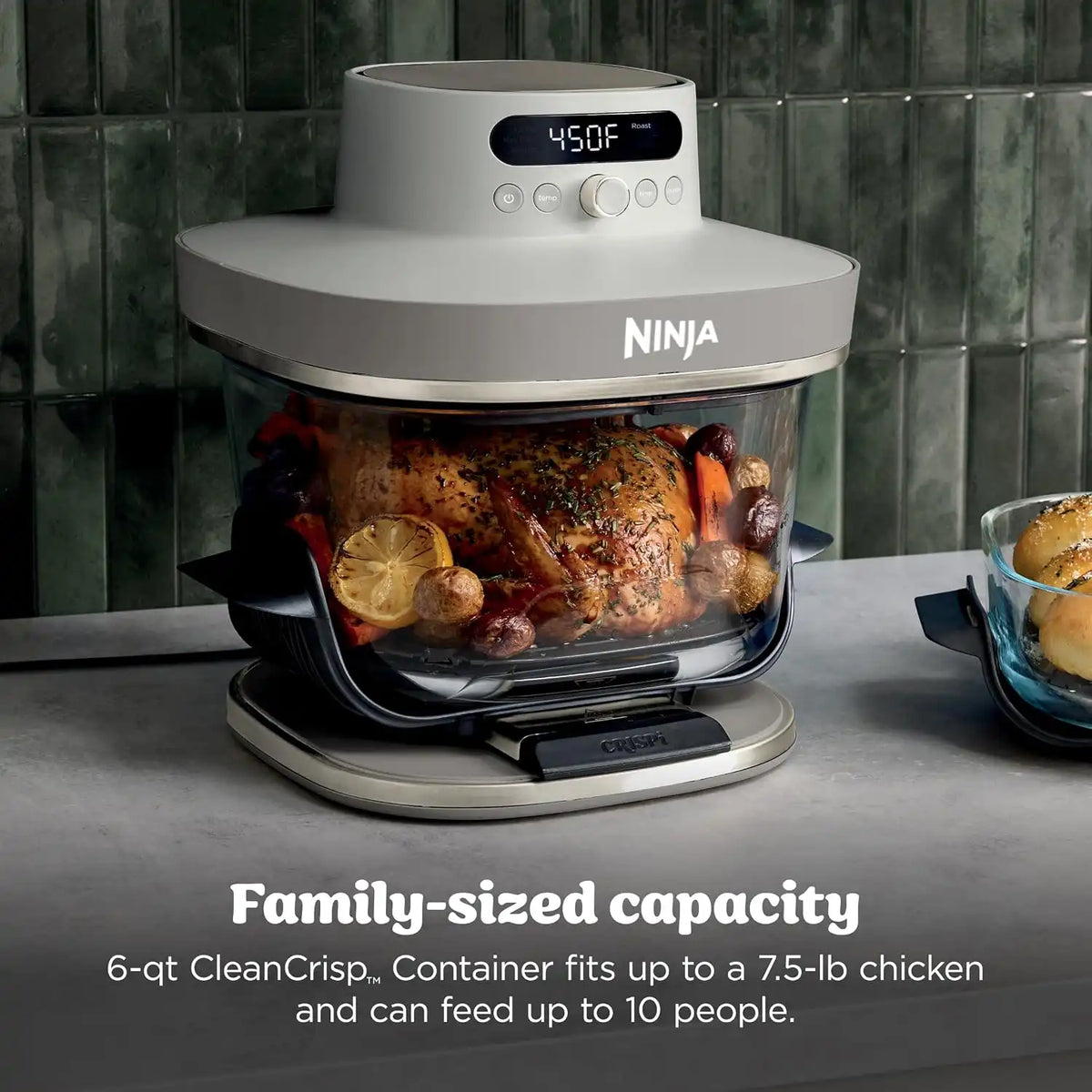 Ninja Crispi Pro Glass Air Fryer, 6-in-1, Amazon Exclusive Bone & Champagne