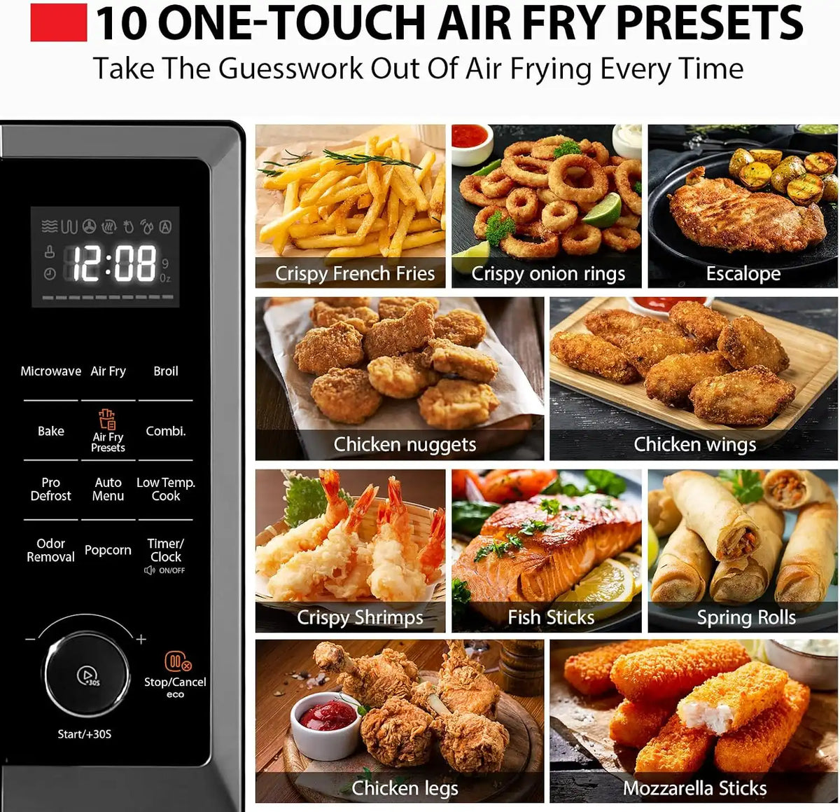 TOSHIBA Air Fryer Combo Microwave, 1.0 Cu.Ft, Black Stainless Steel