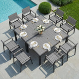 Vexwalx 10 Pcs Outdoor Dining Set, 67" HDPS Dining Set for 8, Gray