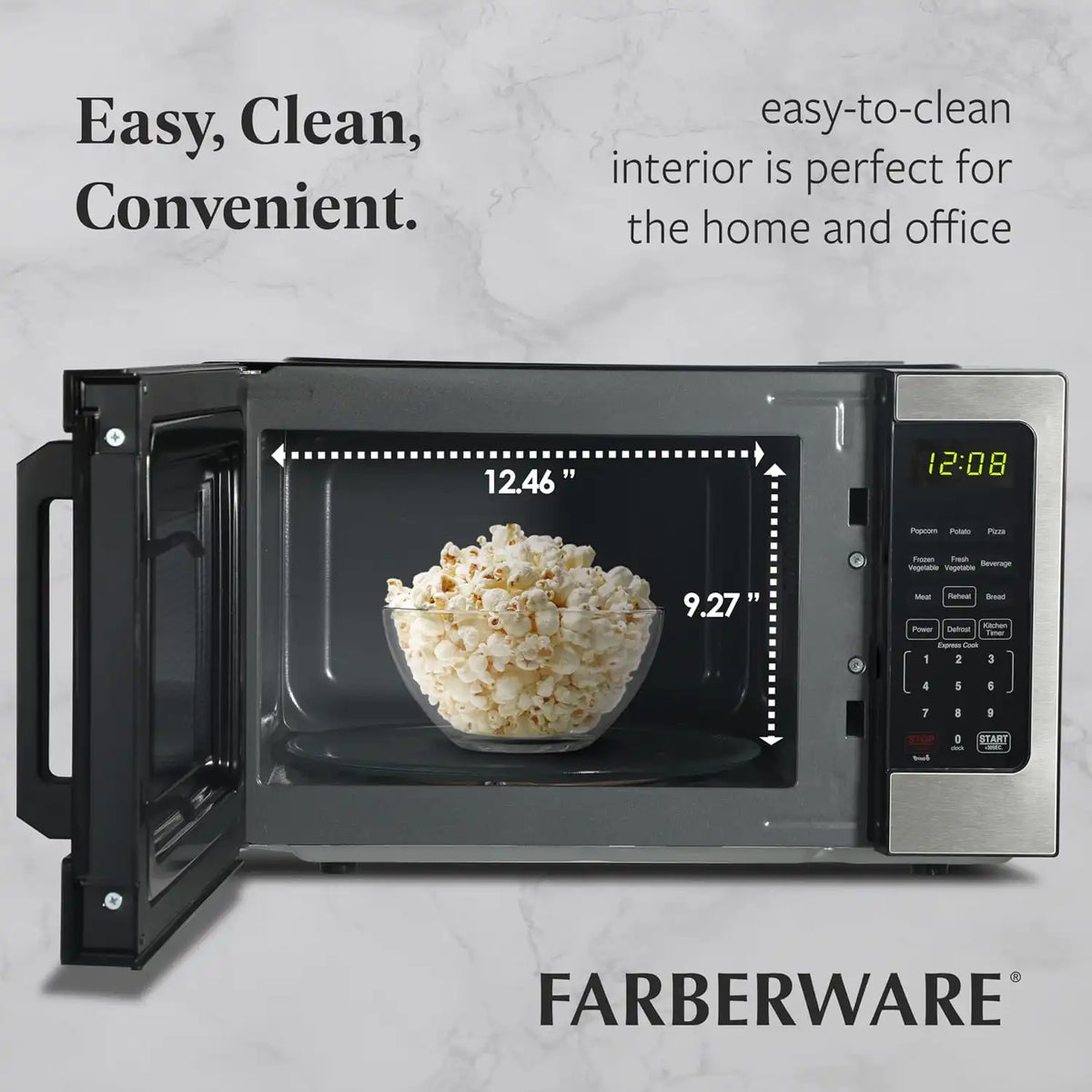 Farberware Stainless Steel Microwave Oven 0.9 cu. ft. 900 Watts, Countertop