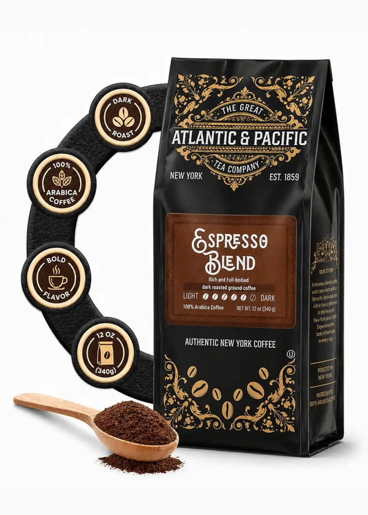 A&P Espresso Roast Dark Roast Ground Coffee, 100% Arabica, 12 oz