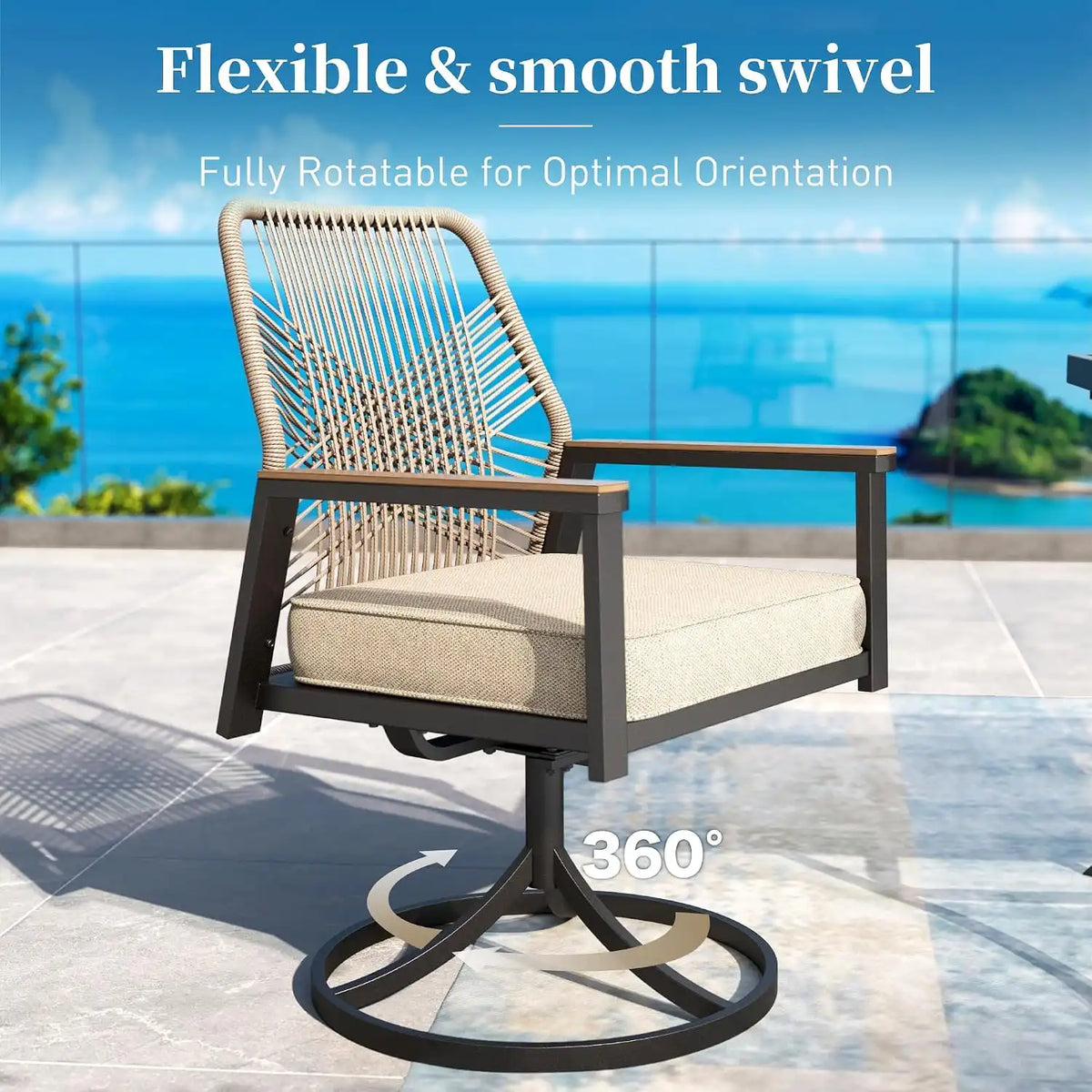 SUNSHINE VALLEY Swivel Patio Dining Set, Extendable Metal Table & 8 Chairs