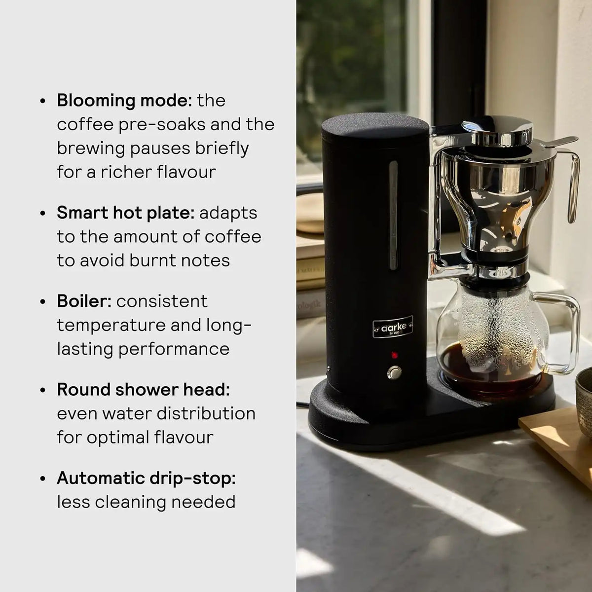aarke Drip Coffee Maker with 42oz Glass Carafe, Matte Black