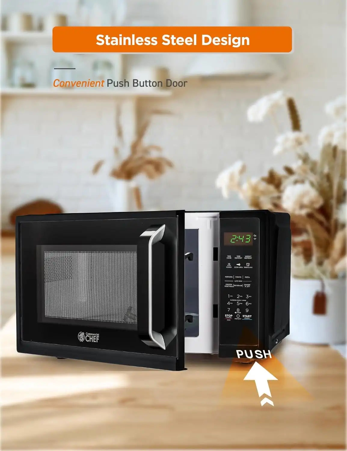 Commercial Chef 0.9 Cu. Ft. Countertop Microwave Oven, CHM9MB, Black