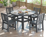 AMERLIFE Outdoor Dining Set for 4, HDPE Round Table and Chairs, Gray