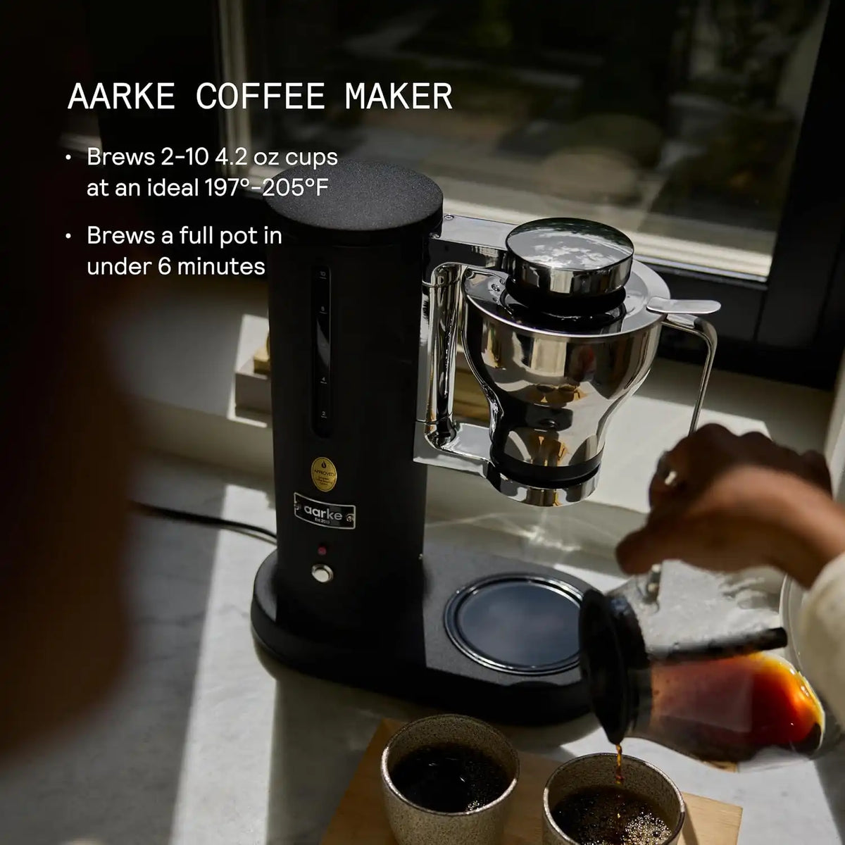 aarke Drip Coffee Maker with 42oz Glass Carafe, Matte Black