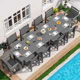 SERWALL HDPE Outdoor Dining Furniture, Outdoor Dining Set for 10, Gray