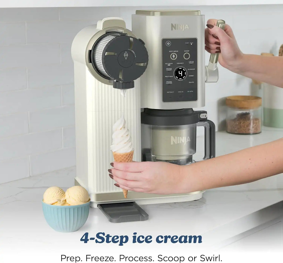 Ninja Creami Scoop&Swirl Ice Cream Maker Amazon Exclusive Bone & Champagne