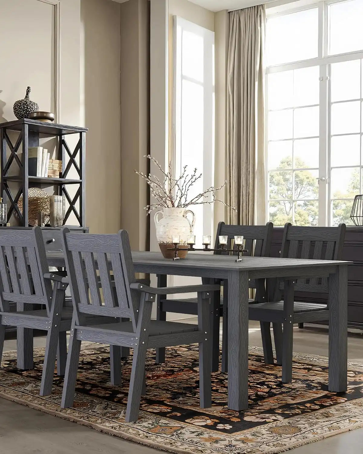 YEFU Patio Dining Chairs Set of 4, Weather Resistant HIPS, Teak