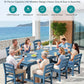 SERWALL Patio HDPE Armless Dining Chairs Set of 2, Navy
