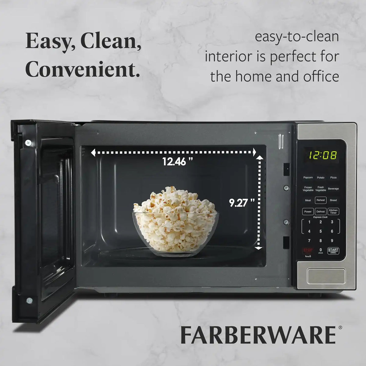 Farberware Stainless Steel Microwave Oven 0.9 cu. ft. 900 Watts, Countertop