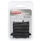 #10 X 1-1/2" Black Screw,Flat Head Phillips Wood Screw, Electroplating Black Carbon Steel, #10 X 1-1/2-Inch, 50Pcs