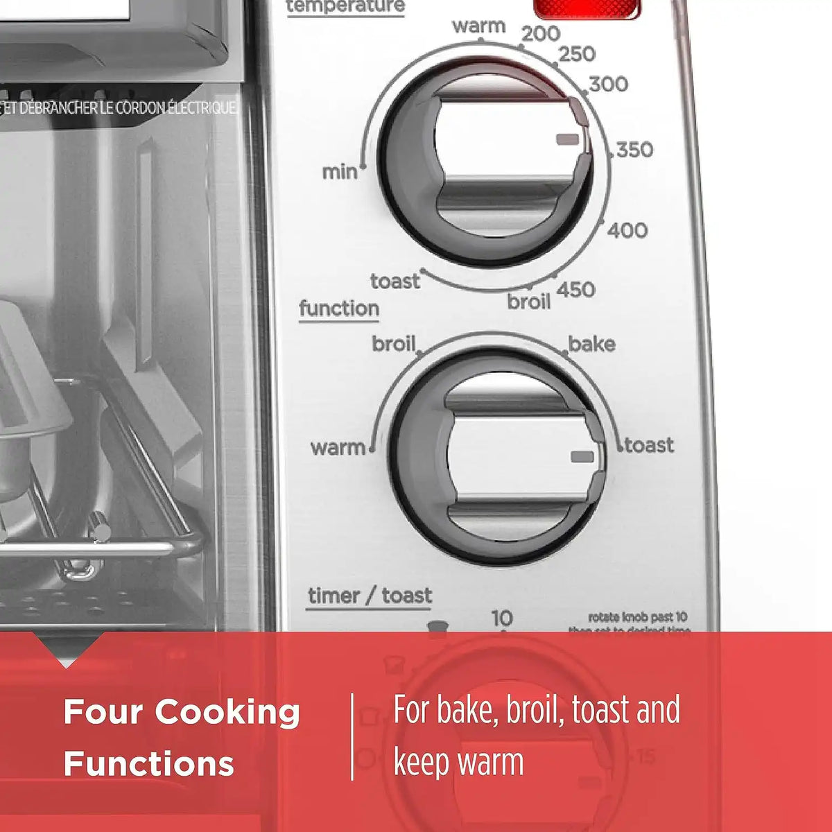 BLACK+DECKER 4-Slice Toaster Oven, TO1745SSG, Even Toast, 4 Cooking Functions Bake, Broil, Toast and Keep Warm, Removable Crumb Tray, Timer