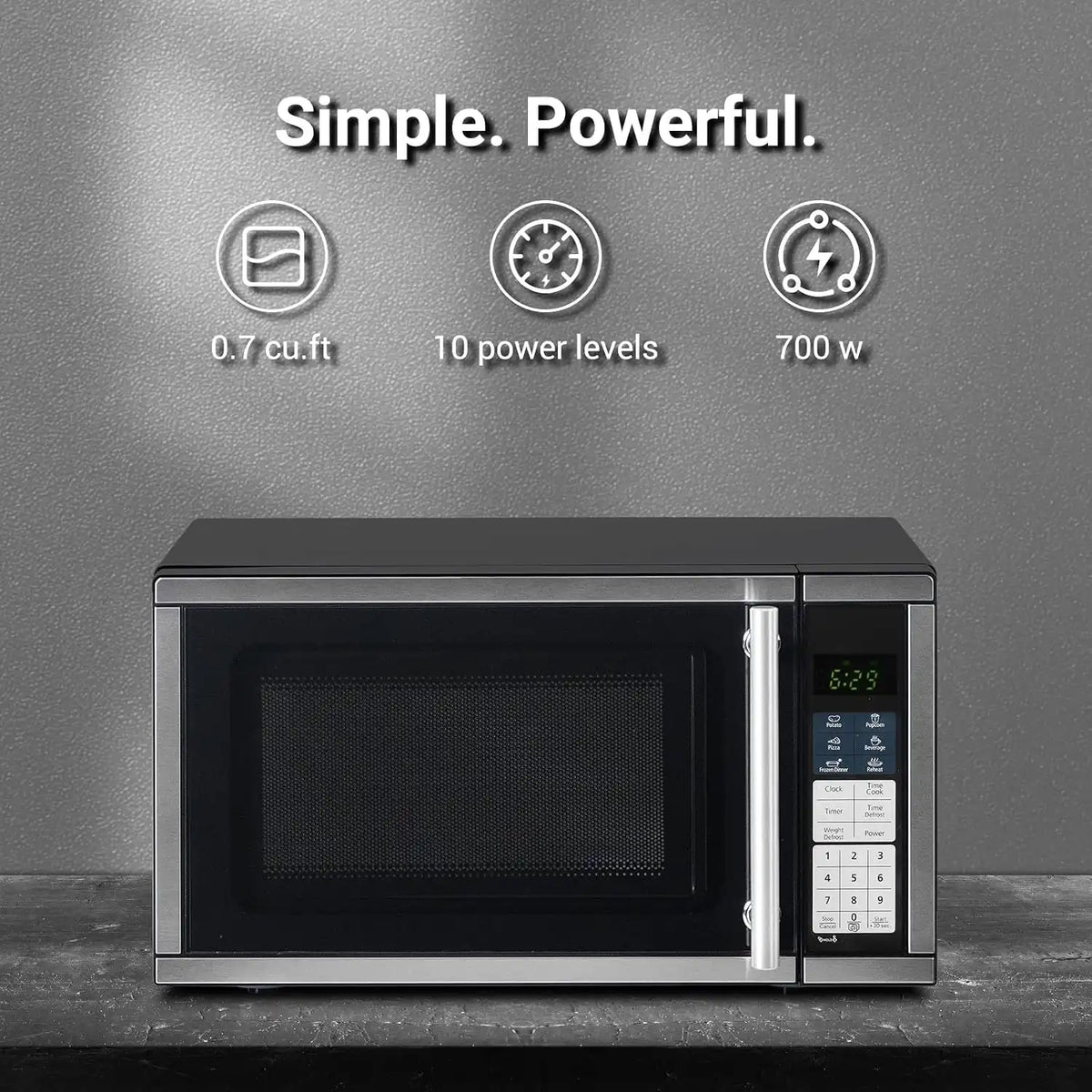 Countertop Microwave Ovens 0.7 Cu. Ft. 700 Watts Microwave Oven With LED Lighting,Turntable and Child Lock,Compact Microwave Perfect for Apartments and Dorms,Easy Clean Interior, Black