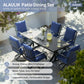 ALAULM 7-Piece Patio Dining Set,Outdoor Metal Dining Set with 6 Swivel Chairs & Rectangle Table with 1.5 Umbrella Hole, Patio Dining Table and Chairs for Backyard,Navy