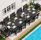 SERWALL HDPE Outdoor Dining Furniture, Outdoor Dining Set for 10, Black
