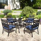 PHI VILLA Patio Dining Set, 37" Square Metal Table