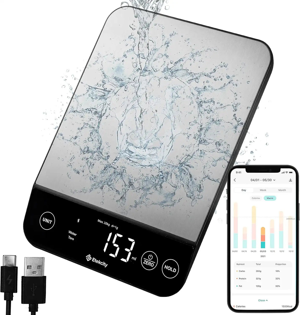 Etekcity 22lb Food Nutrition Scale, Smart Calorie Calculator, Waterproof