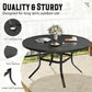 SUNCROWN 8 - Piece Outdoor Dining Set, Patio Furniture Set with 6 Textilene Dinning Chairs, 53" Metal Round Table and 1 Brown 9Ft Patio Umbrella for Lawn Garden Backyard Deck, Brown