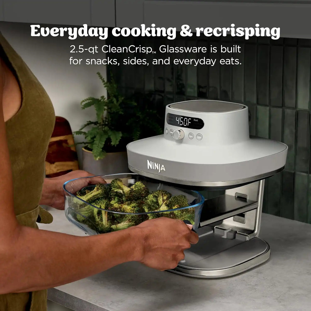 Ninja Crispi Pro Glass Air Fryer, 6-in-1, Amazon Exclusive Bone & Champagne
