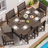 SERWALL Armless Outdoor Dining Set, Patio Dining Set for 6, Coffee