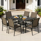 SUNCROWN 7 - Piece Outdoor Dining Set, Patio Furniture Set with 6 x Textilene Dinning Chairs and 1 Steel Slat Metal Bistro Table for Lawn Garden Backyard Deck, Brown