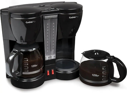 Double Coffee Brewer Station, Dual Drip Coffee Maker Brews two 12-cup Pots