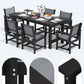 SERWALL 7 Pcs HDPE Patio Dining Set, HDPE Dining Set for 6, Black