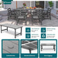 THOEOE Outdoor Dining Chair Set of 2, HDPE Patio Armchairs Grey