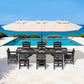 SERWALL 9Pcs HDPE Outdoor Dining Set w/6 Armless, 2 Armchairs for 8,Black