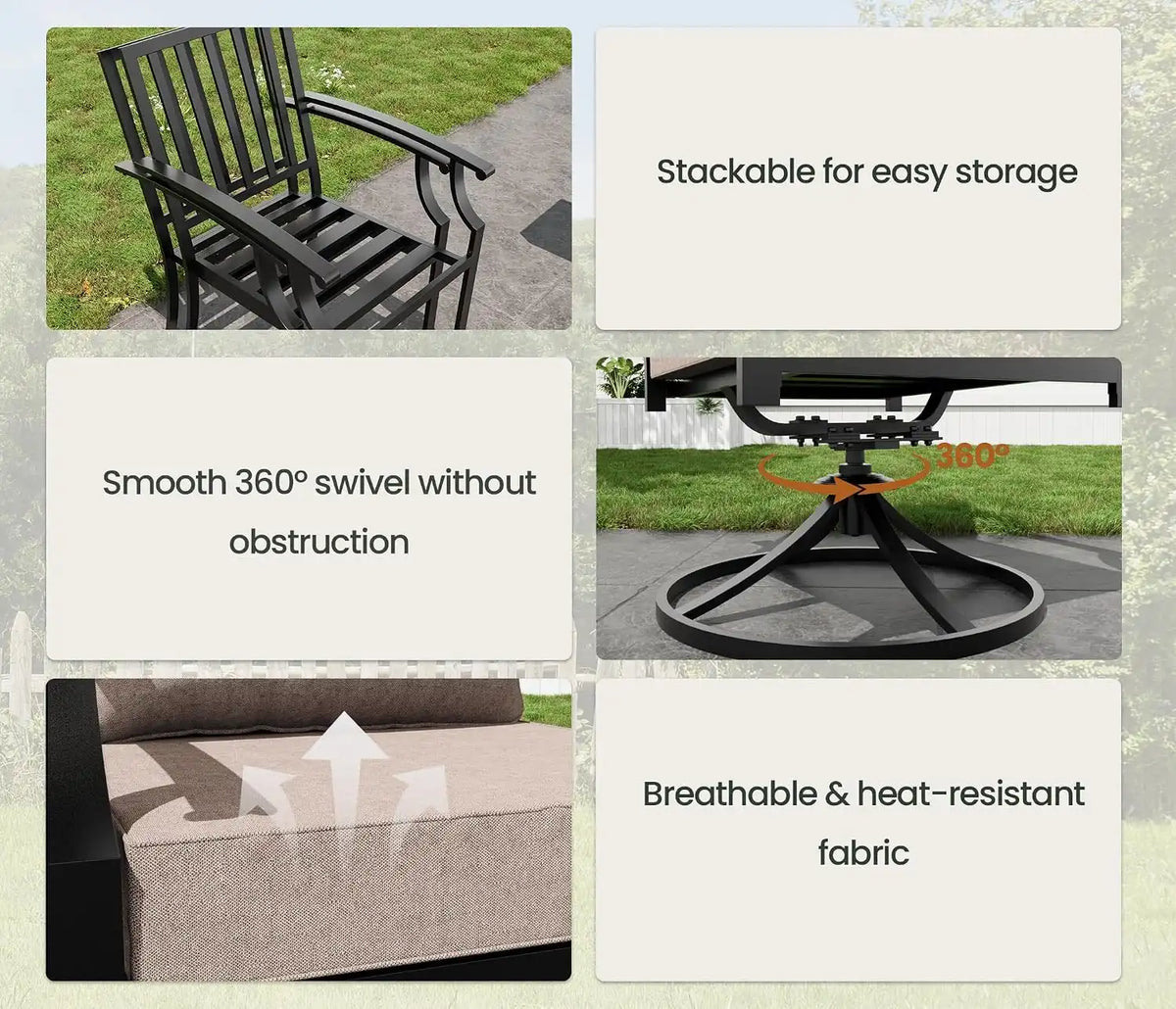9 PCS Outdoor Patio Dining Set,Patio Table and Chairs Metal Outdoor Patio Furniture Set with Umbrella Hole,Dining Table Set with Swivel Chairs for Deck,Backyard and Garden,Brown